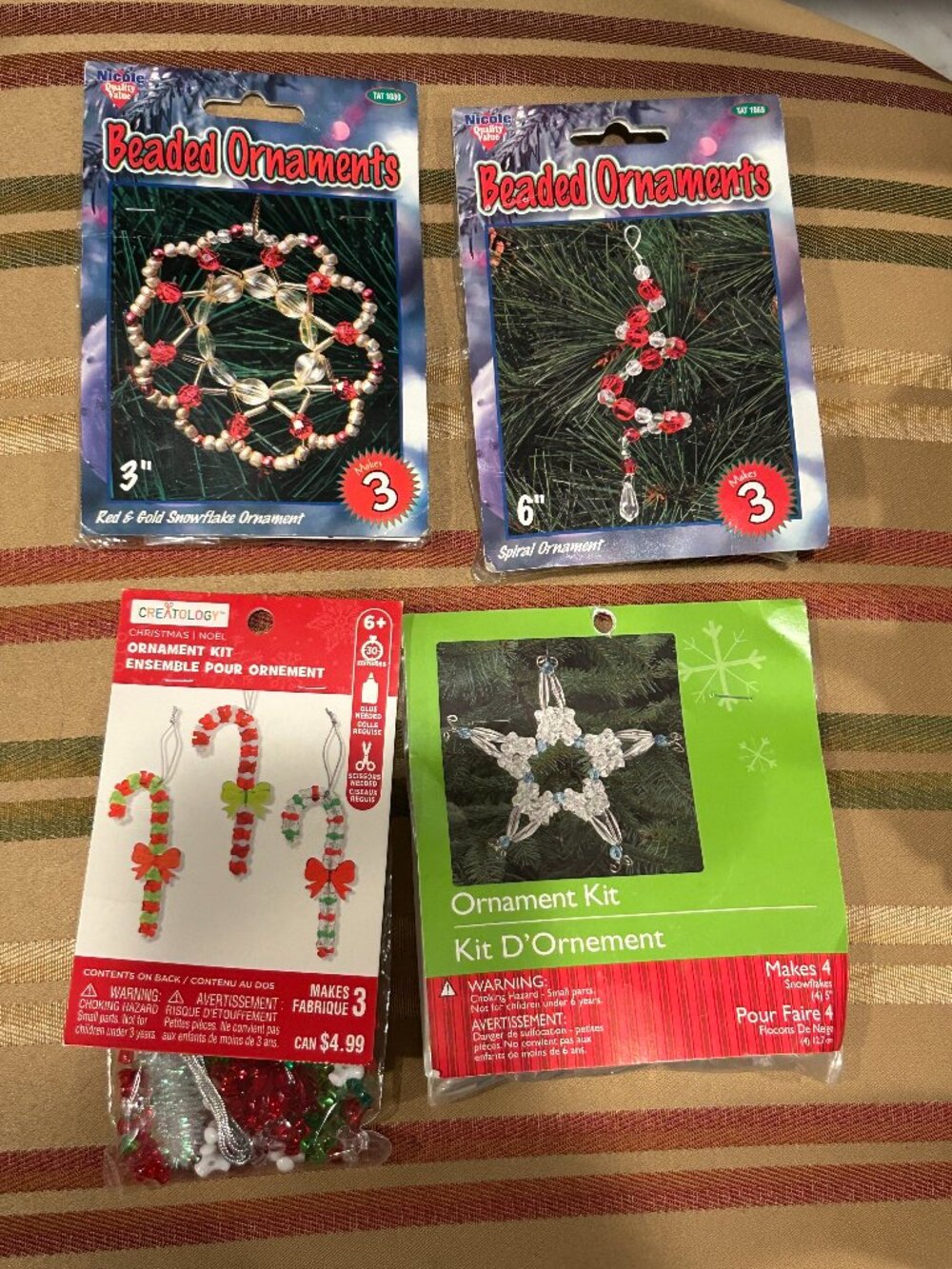 Lot of 4 Vintage and New Christmas ornament kits